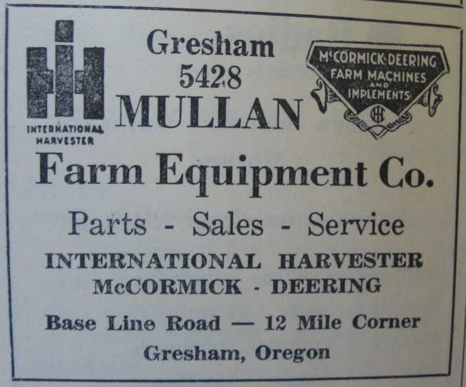 Mullan Farm Equipment Company ~
                            Gresham