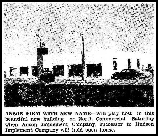 Anson Implement Company ~ 1015
                          Commercial Avenue ~ Anson, Texas